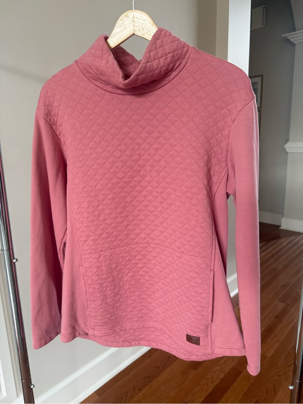 L.L. Bean Quilted Cowl Neck Sweater - Rose